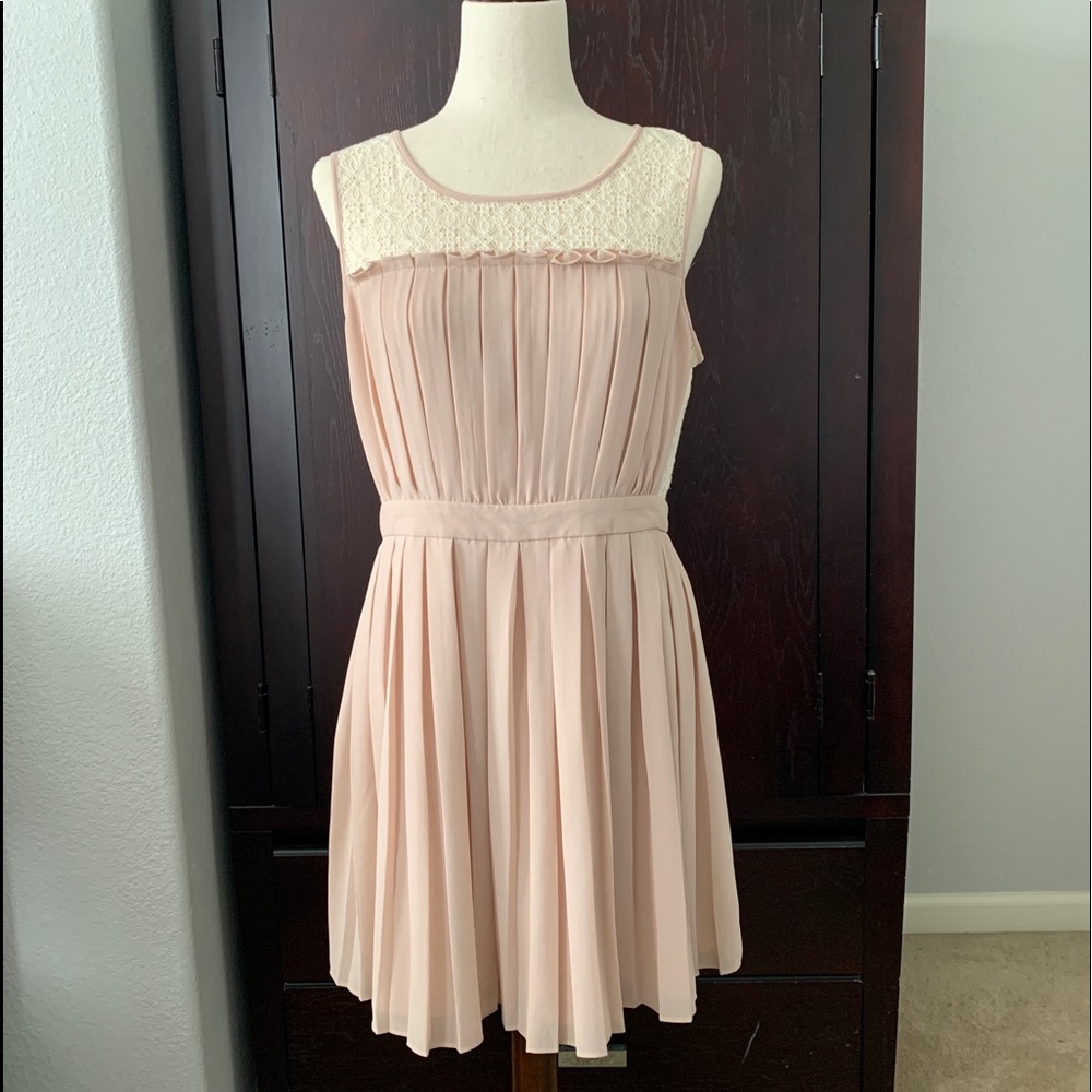 Forever 21 Women’s lace and pink sheet sleeveless dress.